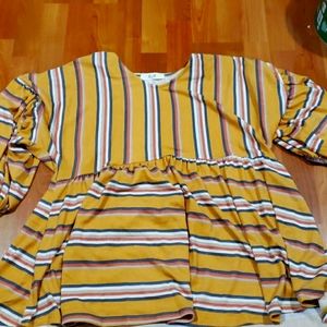 Gorgeous Yellow Striped Babydoll top *Never Worn*